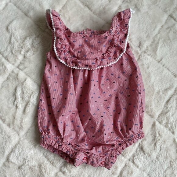 Cat & Jack Baby | Red, White & Blue Clip Spot Bubble Romper | Size 0-3 Months - Picture 1 of 6